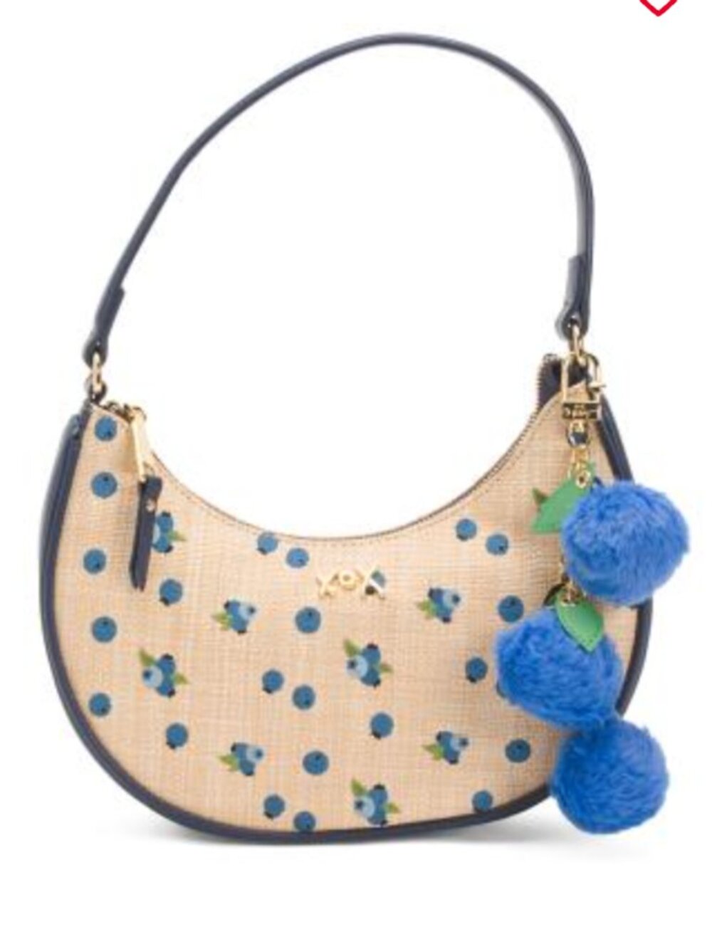 NWT BETSEY JOHNSON Straw Blueberry Shoulder Bag W faux fur blueberry Bag Charm